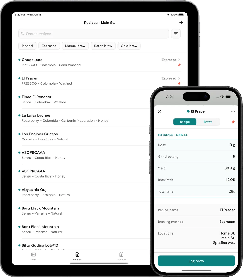 Recipe management interface