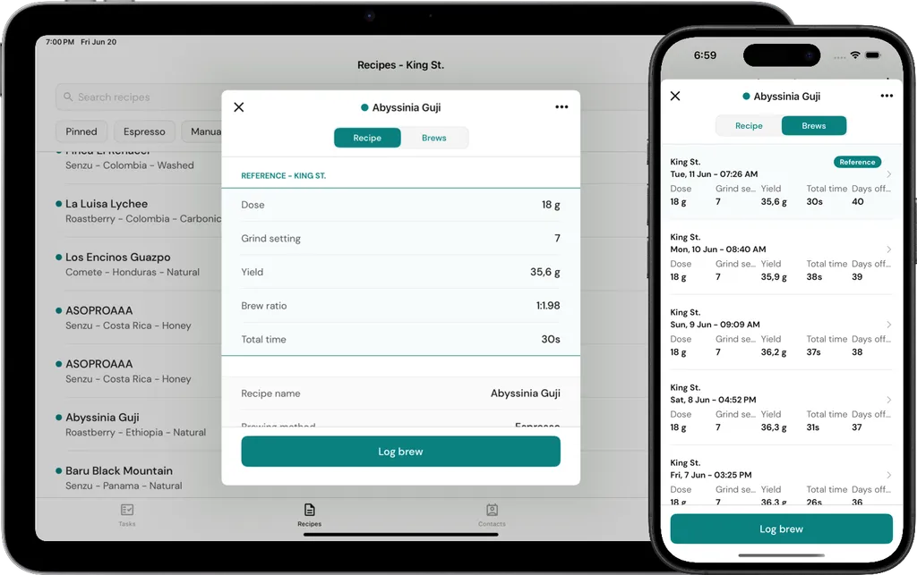Recipe management interface with version control